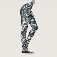Camouflage Camo Police Gray Black White Leggings