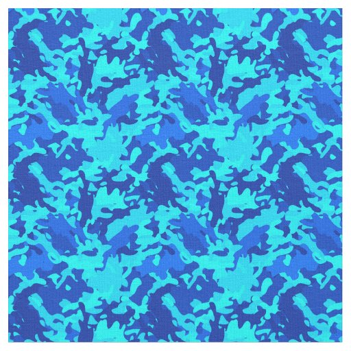 Camouflage Camo Print Blue Fabric
