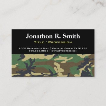 Camouflage / Camo Professional Business Card by mod_business_cards at Zazzle