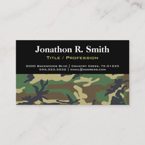 Customizable Camouflage / Camo Professional Business Card