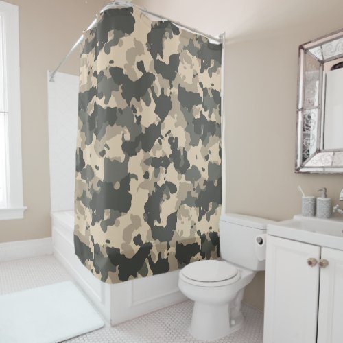 Camouflage Camo Tan Green Army Woodland Shower Curtain