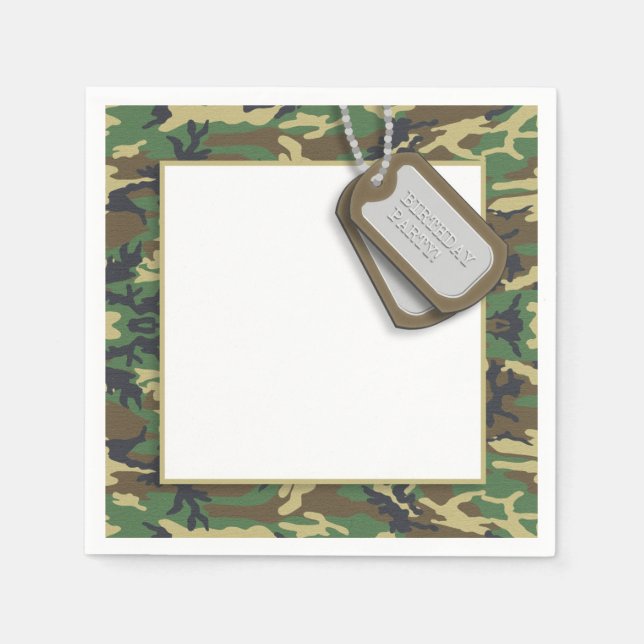 Camouflage / Camo Theme Birthday Party Napkins (Front)