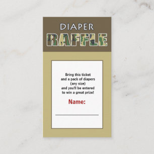 Camouflage / Camo Theme Diaper Raffle Ticket Enclosure Card