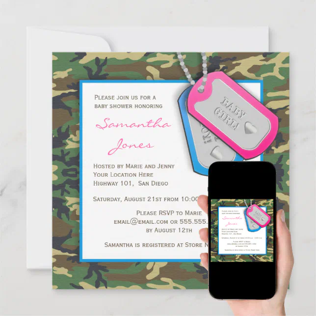 Camouflage / Camo Twins Baby Shower Invite (Downloadable)