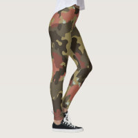 Camouflage Camo Woodland Khaki Green Rust Brown Leggings