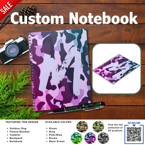  Camouflage Camping Pink Personalized Travel Notebook