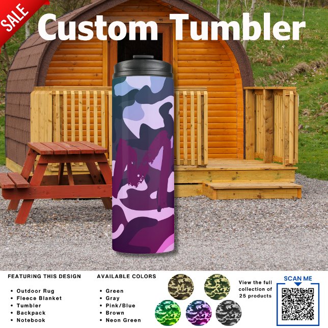  Camouflage Camping PINK Personalized Travel Thermal Tumbler (Creator Uploaded)