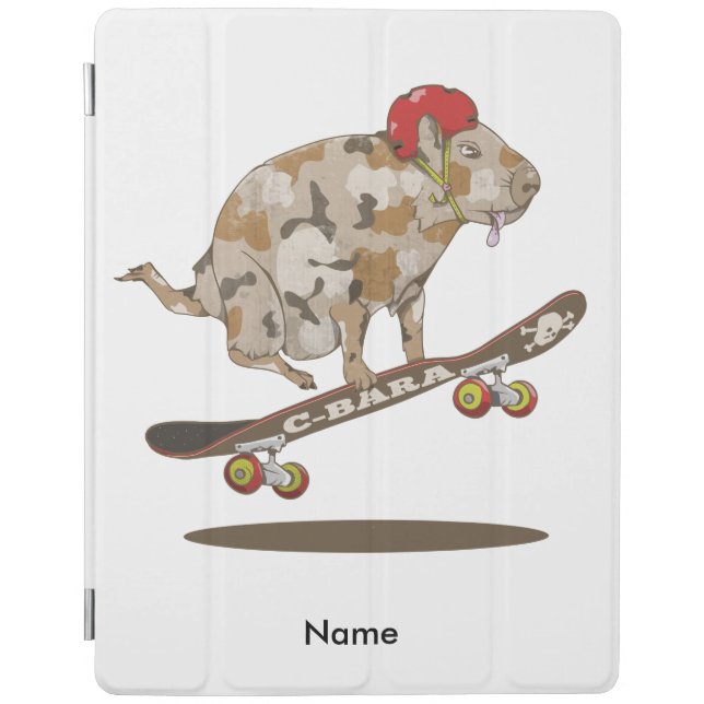 Camouflage Capybara Skateboarding iPad Smart Cover (Front)