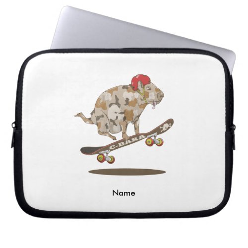 Camouflage Capybara Skateboarding Laptop Sleeve