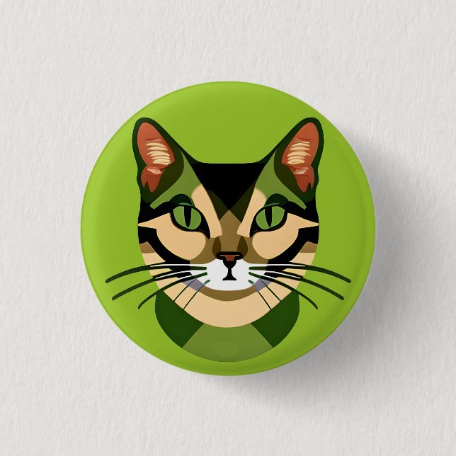 Camouflage Cat Portrait Button (Front)