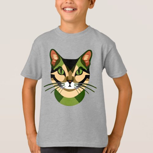 Camouflage Cat Portrait Kids Tee   