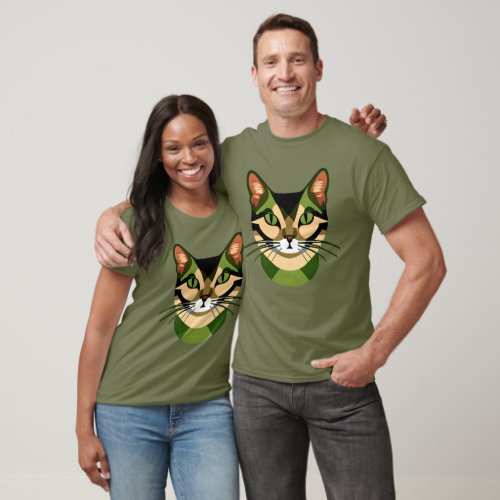 Camouflage Cat Portrait    T_Shirt