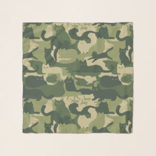 Camouflage Cats   Army Green Kitty Cats Camo Scarf