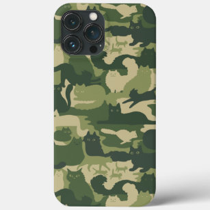 Camouflage Cats Pattern Army Green Kitty Cats Camo iPhone 13 Pro Max Case
