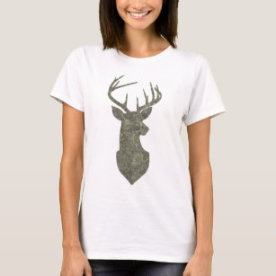 Camouflage Color Buck Silhouette Deer Trophy T-Shirt