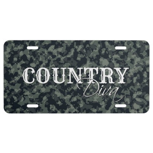 Camouflage Country Diva License Plate