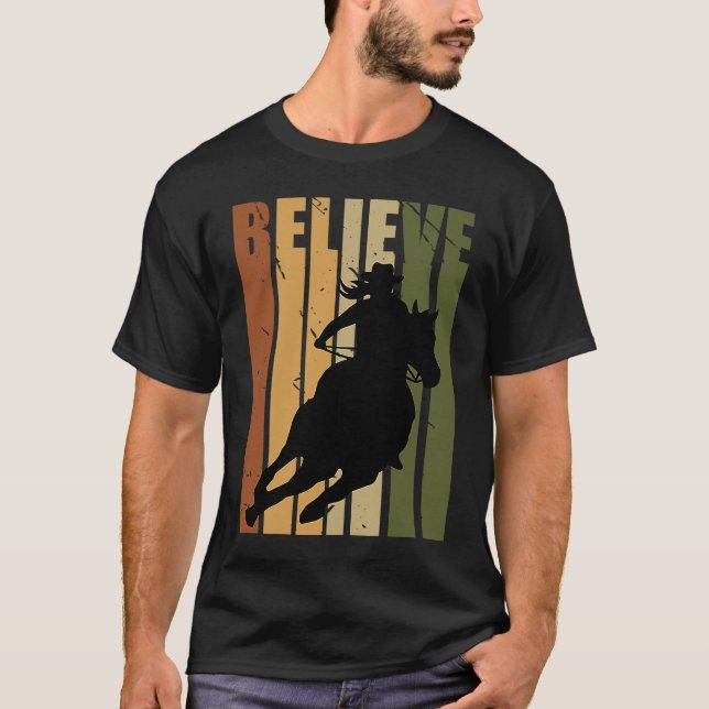 Camouflage Cowgirls Barrel Racing Believe Vintage  T-Shirt (Front)