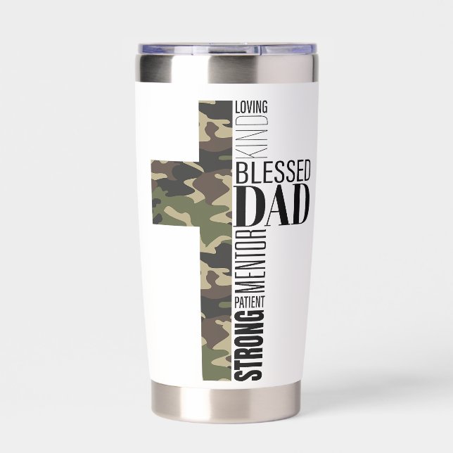  Camouflage Cross Dad Insulated Tumbler (Front)