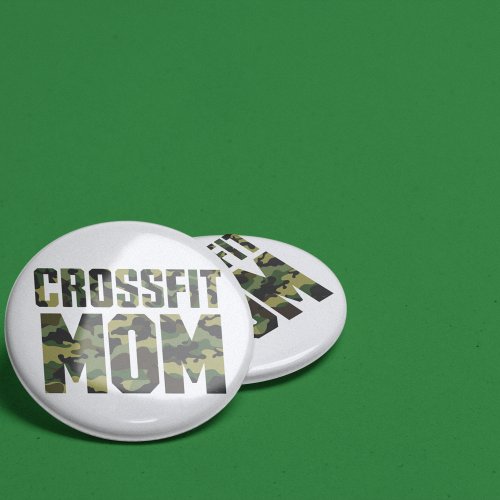 Camouflage CrossFit Champion Mom Button