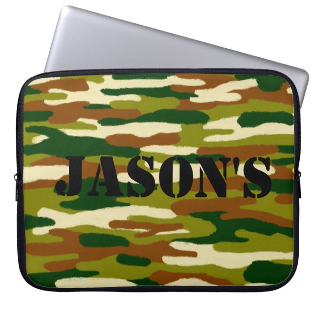 Camouflage Custom Name Laptop Sleeve (Front)