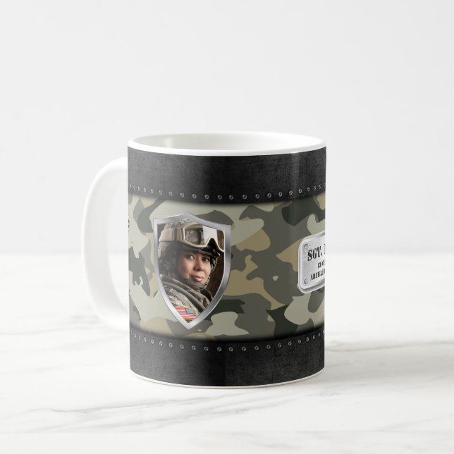 Camouflage Customizable Military Family Gift Coffee Mug (Front Left)