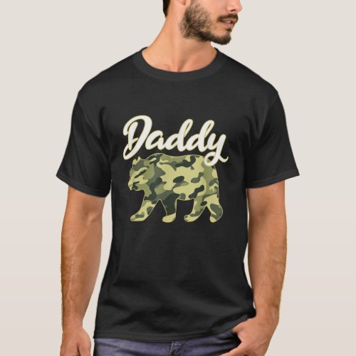 Camouflage Daddy Bear Fatehers Day Gift T_Shirt