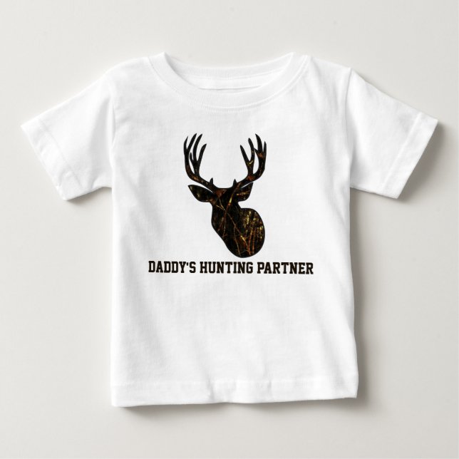 Camouflage Daddy's Hunting Partner Baby Shirt (Front)