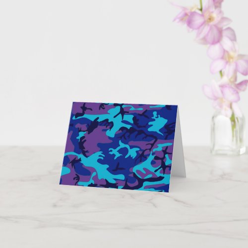 Camouflage Dark Blue  Purple Happy Birthday Card