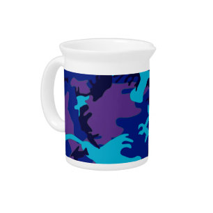 Camouflage Dark Blue & Purple Pattern Beverage Pitcher