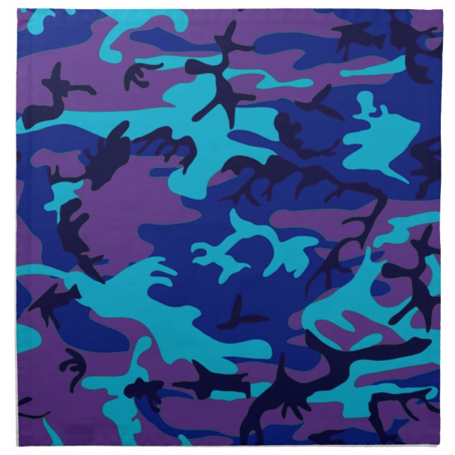 Camouflage Dark Blue & Purple Pattern Cloth Napkin (Front)