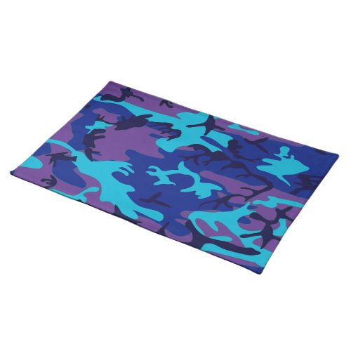 Camouflage Dark Blue  Purple Pattern Cloth Placemat