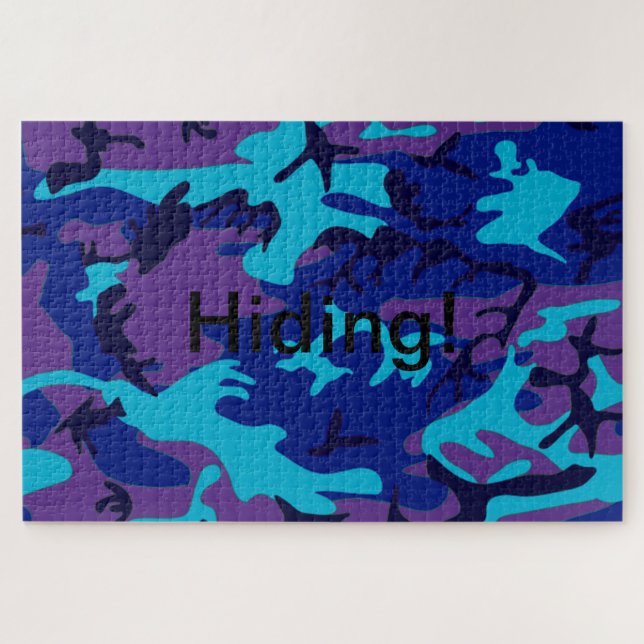 Camouflage Dark Blue & Purple Pattern Jigsaw Puzzle (Horizontal)