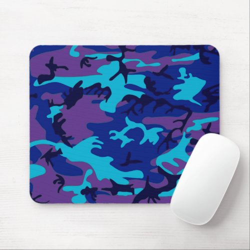 Camouflage Dark Blue  Purple Pattern Mouse Pad