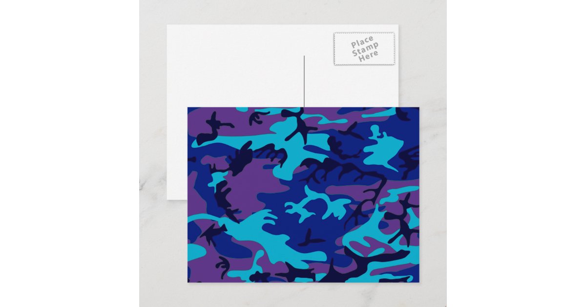 Camouflage Dark Blue & Purple Pattern Postcard | Zazzle