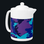 Camouflage Dark Blue & Purple Pattern Teapot<br><div class="desc">Personalize this template with your art or photo and customize it to your liking. The product features a blue and purple camouflage pattern.</div>