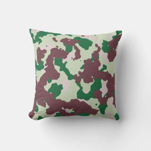 Camouflage Dark Brown Green Throw Pillow