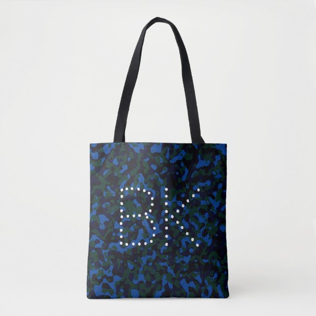 Camouflage Dark Green Pattern Initial Customized Tote Bag (Front)