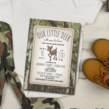 Camouflage Deer Baby Shower Invitation by JillsPaperie at Zazzle