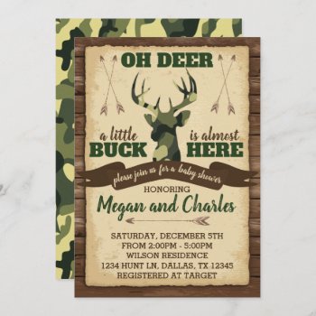 Camouflage Deer Baby Shower Invitation Invite by PerfectPrintableCo at Zazzle