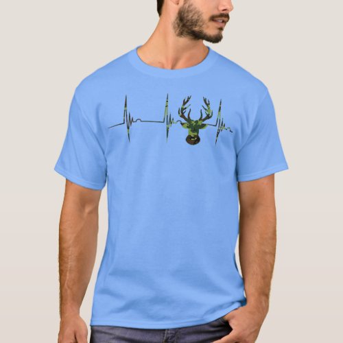 Camouflage Deer Hunt Heartbeat EKG Pulse Hunting S T_Shirt