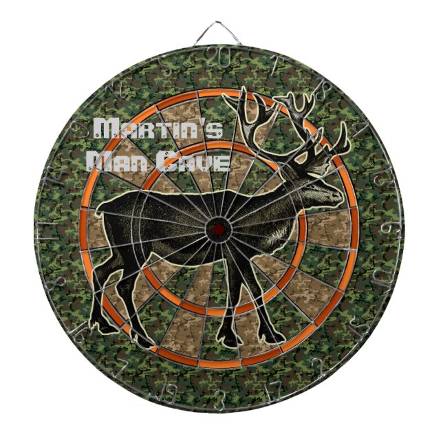 Camouflage Deer Hunter Man Cave Dart Board (Front)