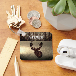Camouflage Deer Hunting Name Buck Cool Men's Keychain