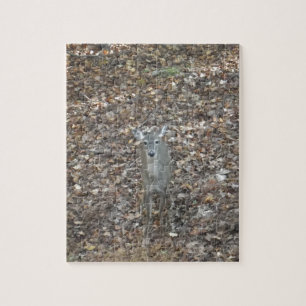 Camouflage Deer in fall leaves Jigsaw Puzzle