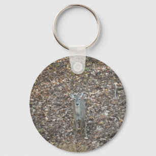 Camouflage Deer in fall leaves Keychain