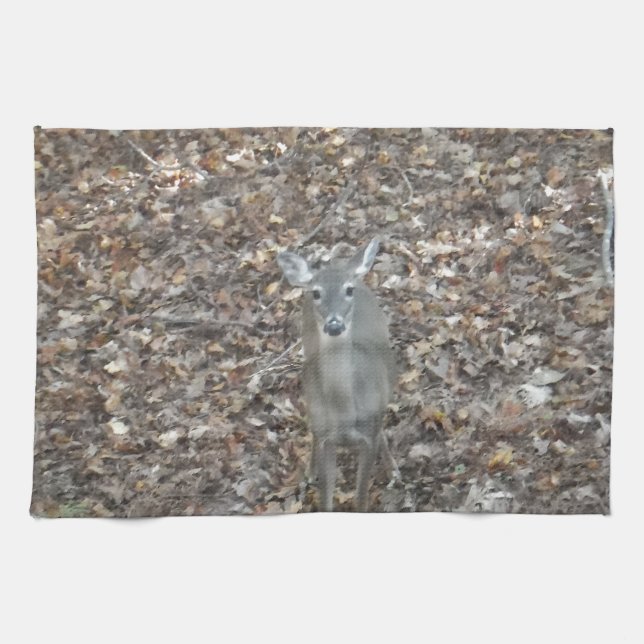 Camouflage Deer in fall leaves Towel (Horizontal)