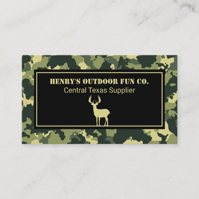 Camouflage Deer Outdoor Business Card (Front)
