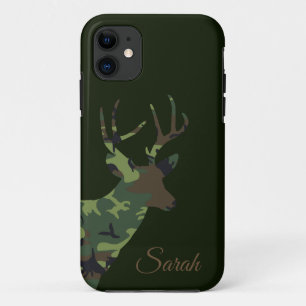Camouflage Deer Stag in Khaki Green Animal Art iPhone 11 Case