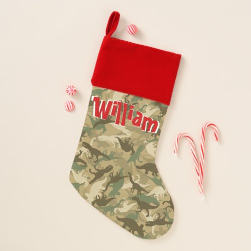 Camouflage Dinosaur Christmas Stocking