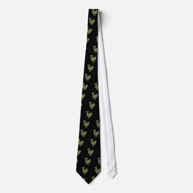 Camouflage Dodo Bird Silhouette Neck Tie (Front)
