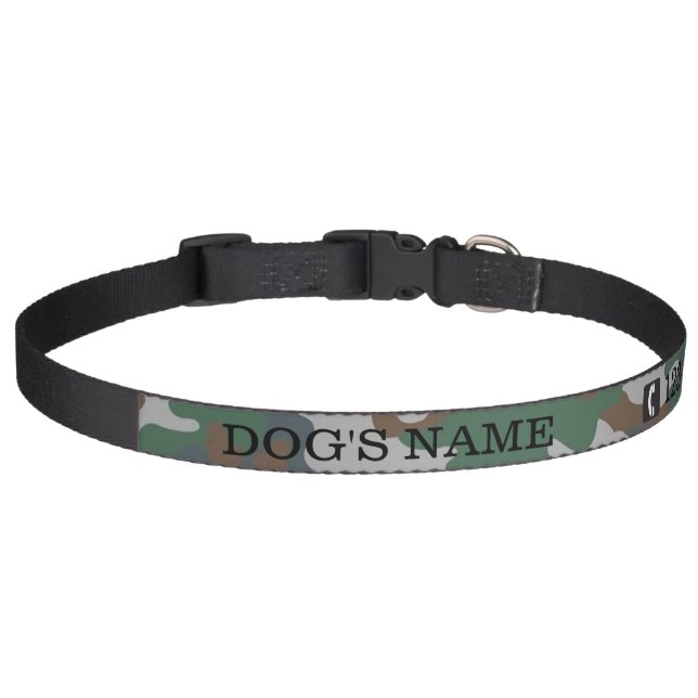 Camouflage Dog Collar Custom Name & Contact Number (Front)